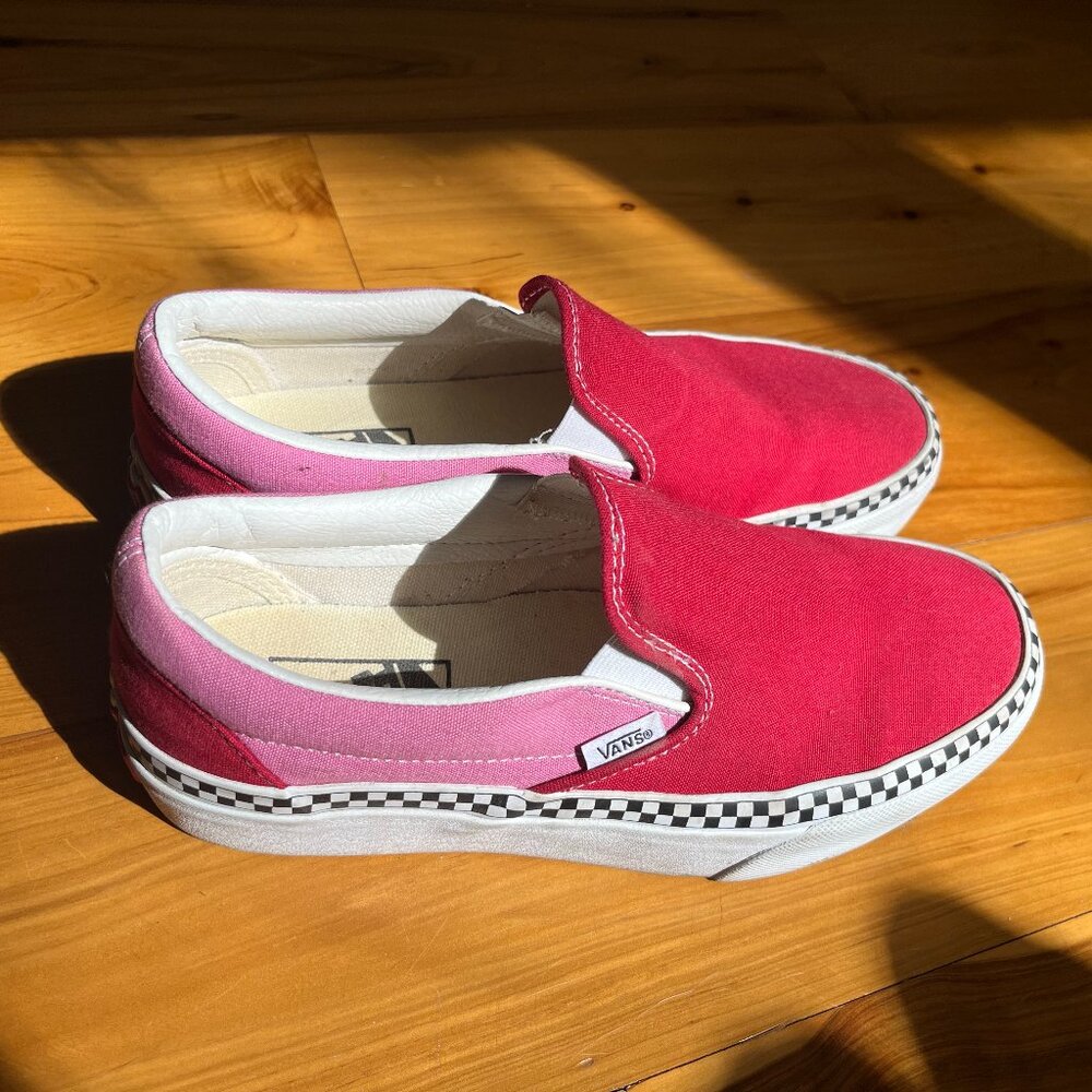 Vans Pink and White Slip-On Shoes